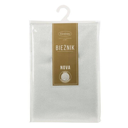 Bijeli nadstolnjak ukrašen sjajnim, nježnim uzorkom, otporan na mrlje 40x140 Edna