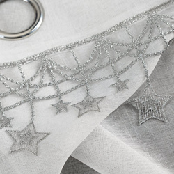Božićna zavjesa od gaze ukrašena aplikacijom s motivom zvijezde, 140x250 cm - XMAS