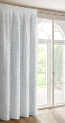 Bijela šifonska zavjesa ukrašena 3D ružama 140x270 cm traka - ROSES 6 Eva Minge