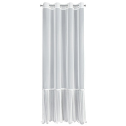 Bijela zavjesa od fine mreže ukrašena naborima i čipkom, 140x250 cm - HANA