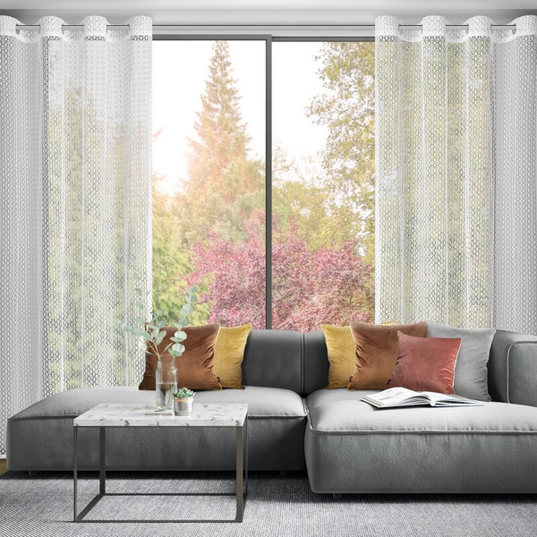 Bež mrežasta zavjesa, nije potrebno glačanje, 140x250 cm, MIRELLA