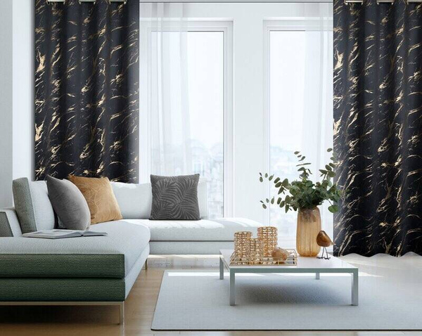 Gotova zavjesa 140x250 od baršuna ukrašena sjajnim mramorom Molly