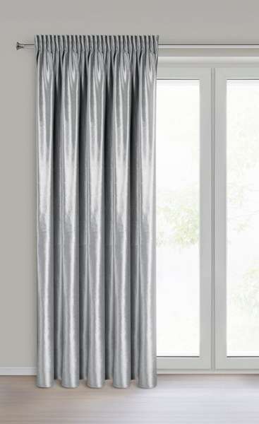 Srebrna zavjesa od sjajnog baršuna 140x270 cm traka - CAMERON