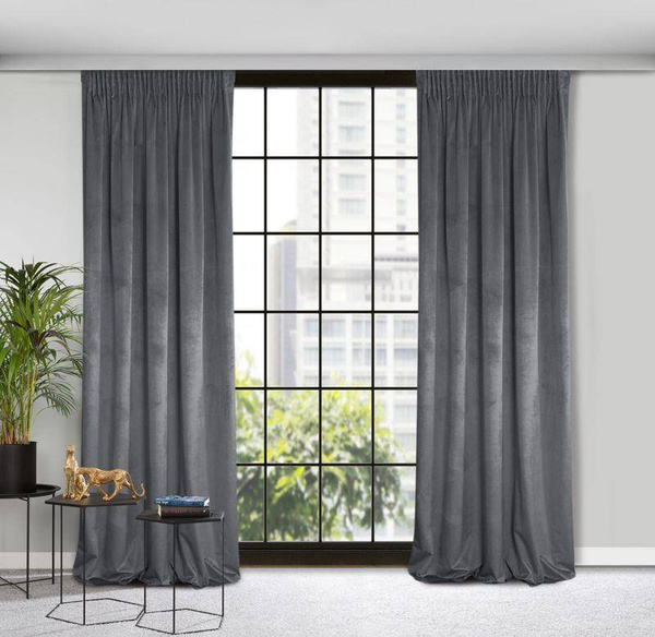 Zavjesa od jednobojnog mekog baršuna trakasta 140x270 cm ružičasta ROSA