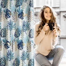 Zavjesa 140x250 s motivom egzotičnog lišća i sjajnim printom Malta