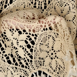 Kuhinjska zavjesa u boho stilu ukrašena suptilnim resama 150x30 cm MOLY tunel