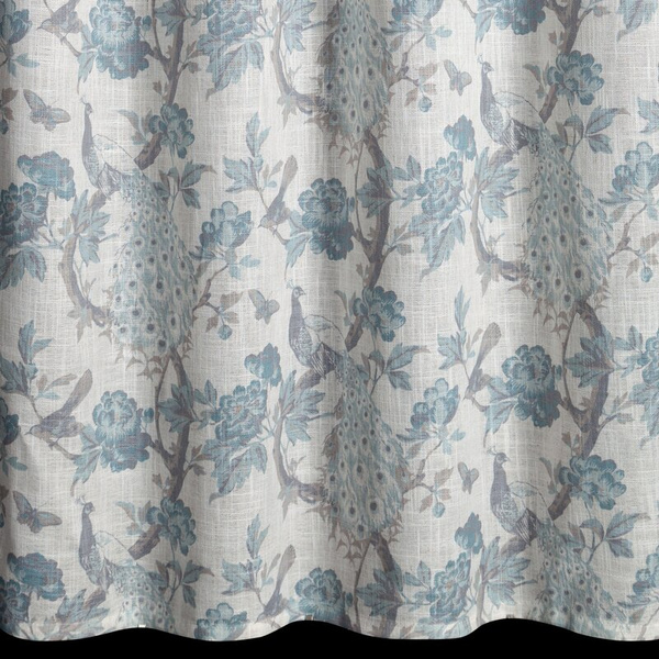 Zavjesa od tkanine s dodatkom lana, ukrašena printom, 140x250 cm,