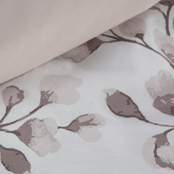 Set pamučne posteljine sa cvjetićima 140x200 Sara 23 bež bijela