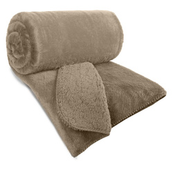 Zimska deka 220x240 cm, dvostrani prekrivač od ugodnog krzna i tkanine s uzorkom janjeće kože, NINA Premium