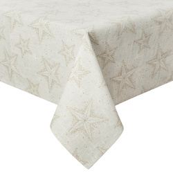 Pamučni božićni stolnjak 140x200 cm krem, zlatni ukrašen uzorkom zvijezde Winter
