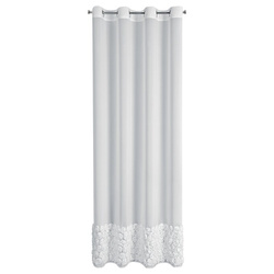 Bijela šifonska zavjesa ukrašena 3D aplikacijom ruže, 140x250 cm, s ušicama - ROSES - Eva Minge