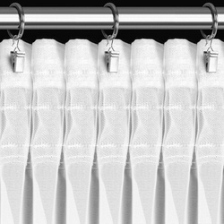 Bijela šifonska zavjesa ukrašena izvezenom aplikacijom, traka 400x140 cm, LILI