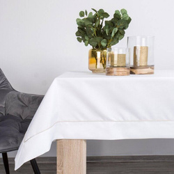 Klasični bijeli stolnjak s nježnim zlatnim obrubom 145x280 Madele 