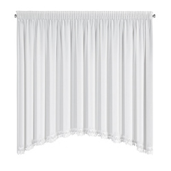 Kratka bijela šifonska zavjesa ukrašena aplikacijom, 400x160 cm- LORETA