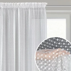 Bijela zavjesa s finim geometrijskim uzorkom, 140x270 cm, ALAYA 