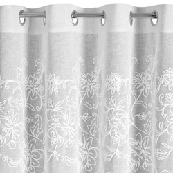 Zavjesa od tkanine prirodnog izgleda ukrašena šenil vezom, 140x250 cm - LILY