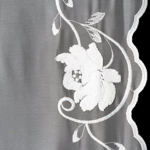 Set od 2 bijele zavjese od fine mreže ukrašene suptilnim vezom, 140x270 cm - LETI