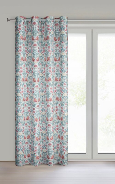 Bijelo-bordo zavjesa za zamračivanje s cvjetnim printom, 135x250 cm- ASHLEY