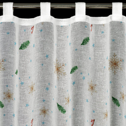 Bijelo-zelena kuhinjska zavjesa od gaze s božićnim printom, 150x60 cm - Xmas 4