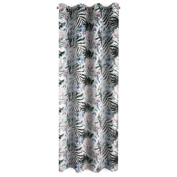 Zavjesa bijela, srebrna s uzorkom egzotičnog lišća od baršuna 140x250 cm MALIBU