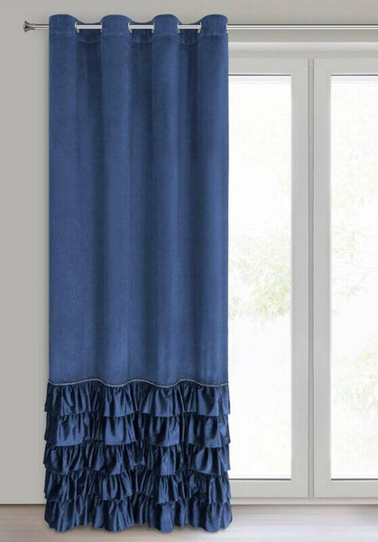 Gotova baršunasta zavjesa s volanima i ukrasnim kamenčićima Carli 140 x 250 cm