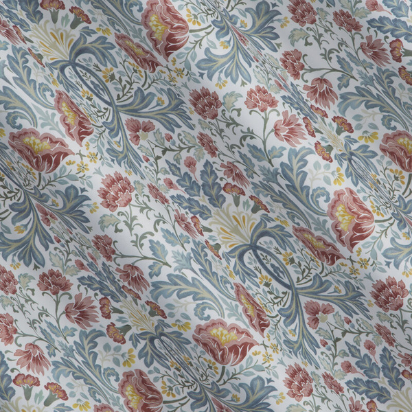 Bijelo-bordo zavjesa za zamračivanje s cvjetnim printom, 135x250 cm- ASHLEY