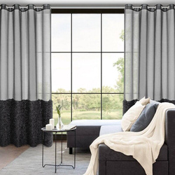 Crna zavjesa s krznenom aplikacijom 140x250 Marion