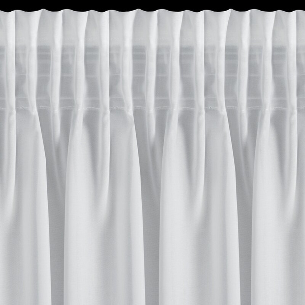 Bijela mrežasta zavjesa ukrašena 3D aplikacijom ruže, 300x120 cm, traka - ROSES3 - Eva Minge