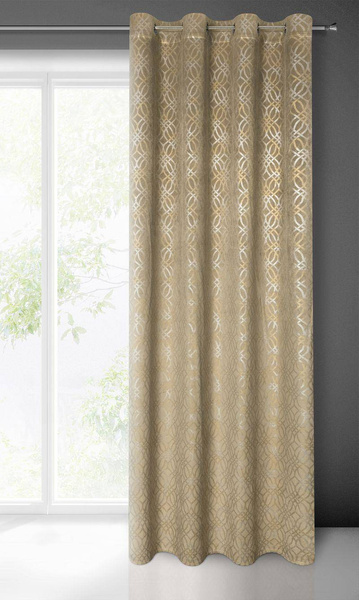 Zavjesa od baršuna sa osjenčanim srebrnim i zlatnim uzorkom u boho stilu 140x250 Areta