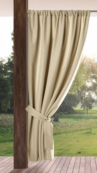 Zavjesa za terasu 155x200 boja krem/ svijetlo bež od nepromočive tkanine tunel, GARDEN