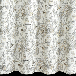 Zavjesa s prirodnim tkanjem i dodatkom lana, prirodne boje s botaničkim uzorkom ukrašenim zlatnim detaljima, 140x250 rupice - LUCINA 2