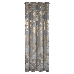 Tamno siva zavjesa ukrašena printom sjajnog cvijeća, 140x250 cm - CELIA