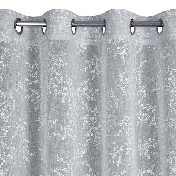 Zavjesa od svijetlog etamina u eko stilu s printom nježnih grančica 140x250 cm Amber