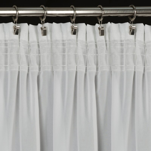 Bijela šifonska zavjesa ukrašena aplikacijom, uključena s uzicama, 400x160 cm - LORETA
