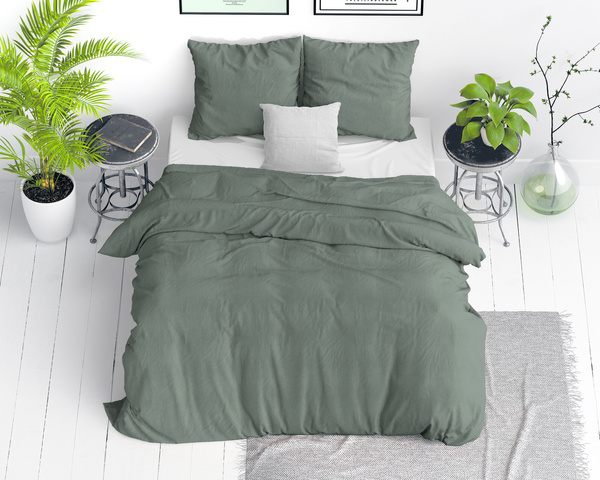 Zelena pamučna posteljina 240x220 pakirana u atraktivnu Stone Washed Green vrećicu