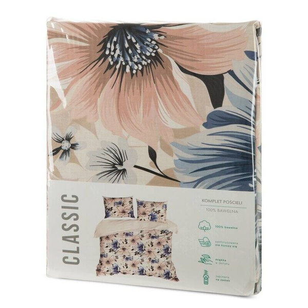 Posteljina 140x200 od ranforce pamuka ukrašena cvjetnim uzorkom Sonia