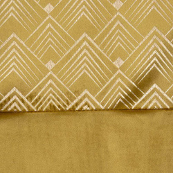 Baršunasta zavjesa s ukrasnom trakom i svijetlozlatnim geometrijskim printom na gornjem dijelu 140x250 Elen