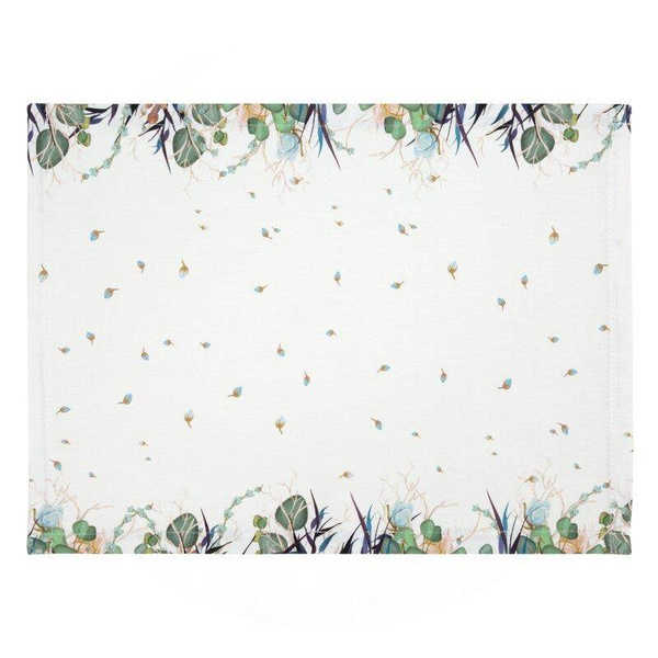 Komplet 4 sztuk podkładek bawełnianych na obrus z nadrukiem barwnych egzotycznych liści  30 x 40 Natura 5 Eurofirany