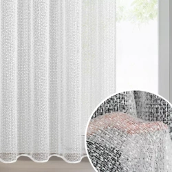 Bijela mrežasta zavjesa s moher koncem, 140x250 cm - KLOE