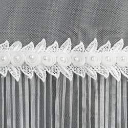 Bijela zavjesa od fine mreže ukrašena naborima i čipkom, 140x250 cm - HANA