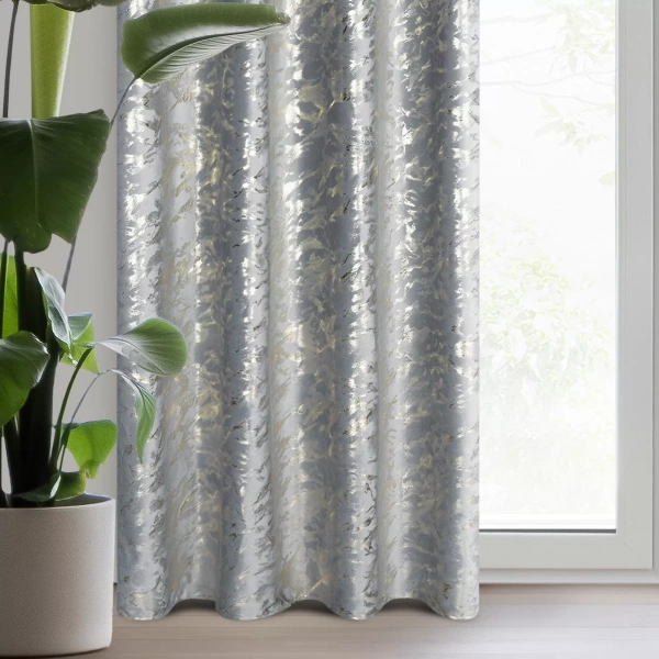 Tamno siva, zlatna zavjesa sa sjajnim printom od baršunaste tkanine 140x250 DORIS