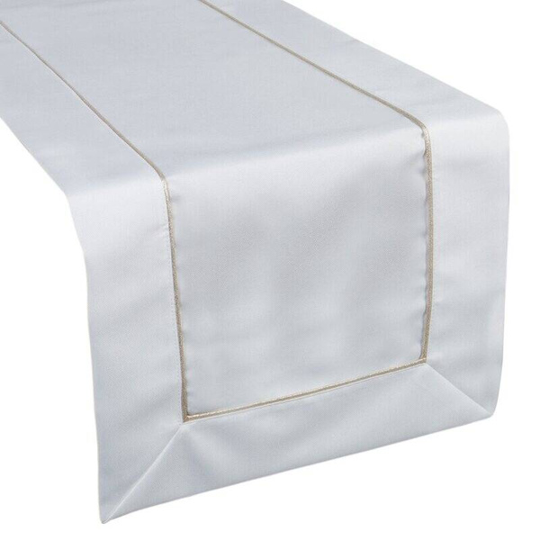 Klasični bijeli nadstolnjak s nježnim zlatnim obrubom 40x140 Madele