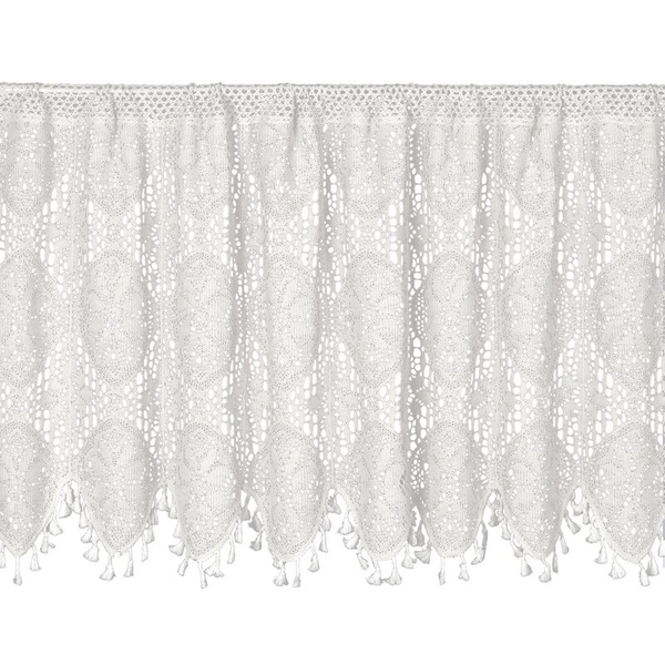 Ažurirana zavjesa za kuhinju 150x60 u boho stilu ukrašena suptilnim resama Moly