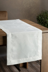 Nadstolnjak 40x200 otporan na mrlje ukrašen jacquard uzorkom lišća ginka i ukrasnim rubom Diana