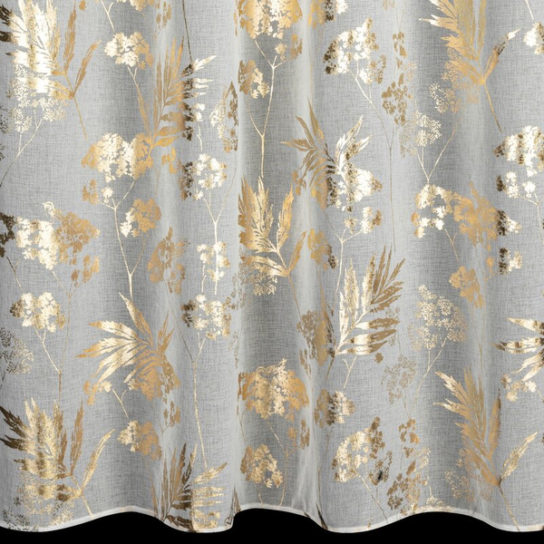 Bijelo-zlatna mrežasta zavjesa s biljnim motivom, 140x250 cm - DELIA