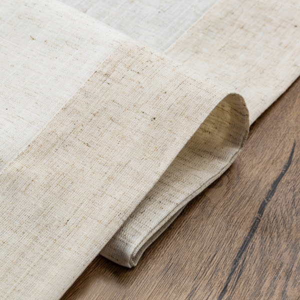 Trkač za stol prirodni stolnjak s bež ukrasnim volanom s porubom 40x140 s dodatkom lana Natura 10