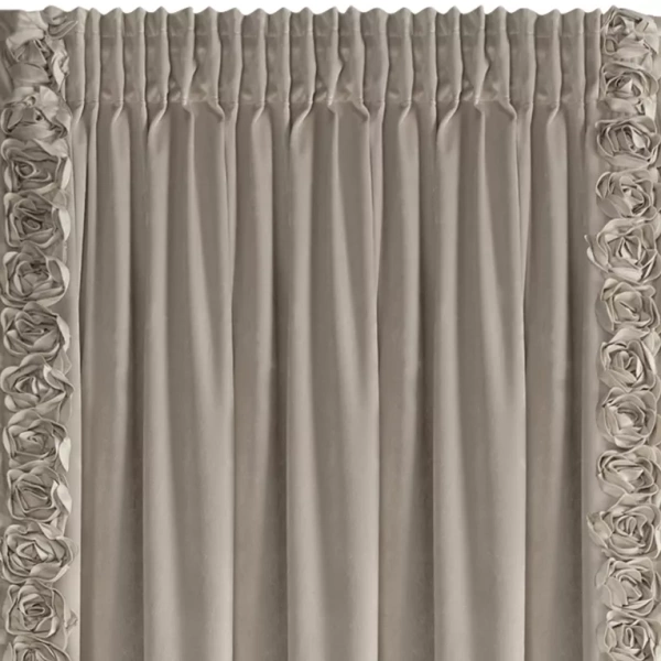 Ekskluzivna baršunasta zavjesa ukrašena 3D aplikacijom ruže 140x270 cm traka - ROSES Eva Minge