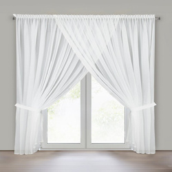 Bijela zavjesa 400x250 cm s ukrasnom čipkom i vezicom - CAROLINE