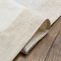Trkač za stol prirodni stolnjak s bež ukrasnim volanom s porubom 40x140 s dodatkom lana Natura 10