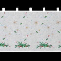 Bijelo-zelena kuhinjska zavjesa od gaze s božićnim printom, 150x60 cm - Xmas 4